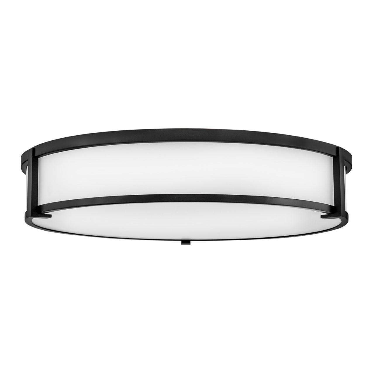 Lowell Flush Mount Ceiling Light in Black/Etched Opal (24-Inch).