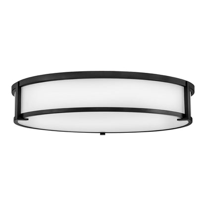 Lowell Flush Mount Ceiling Light in Black/Etched Opal (24-Inch).