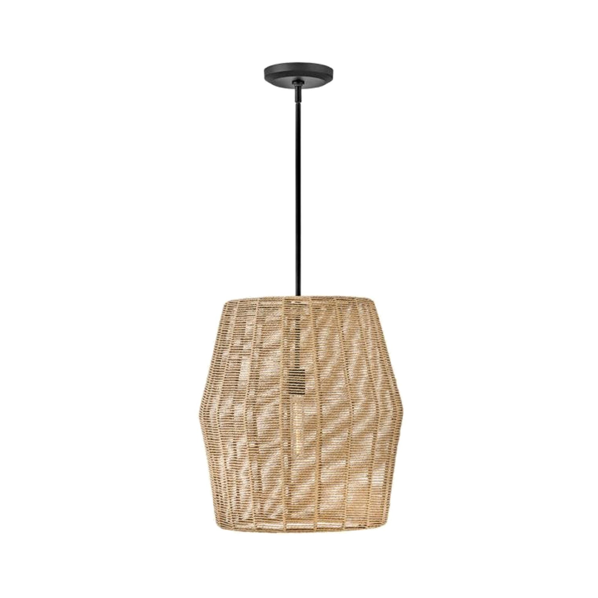 Luca Drum Pendant Light in Black/Camel (1-Light).