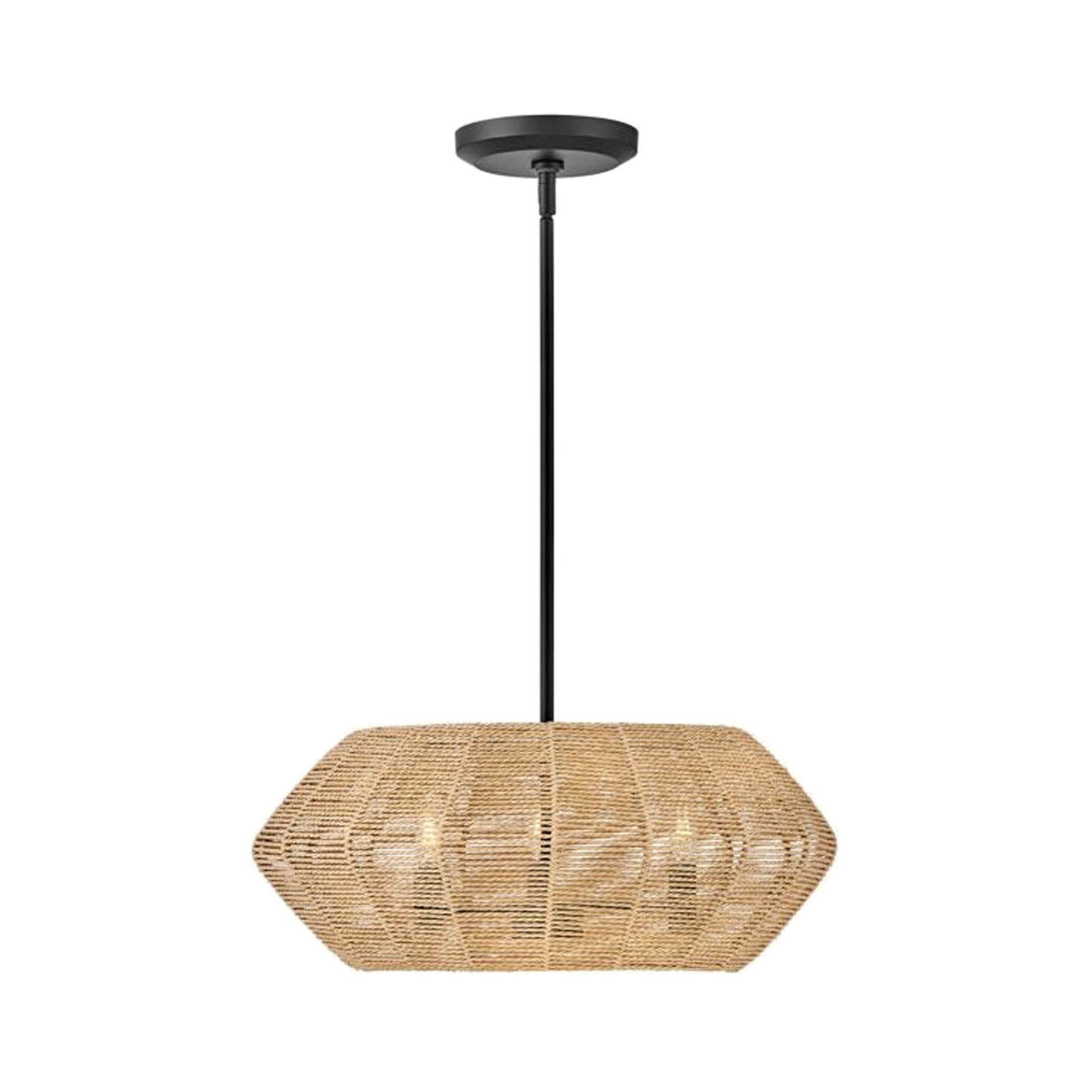 Luca Drum Pendant Light in Black/Camel (3-Light).