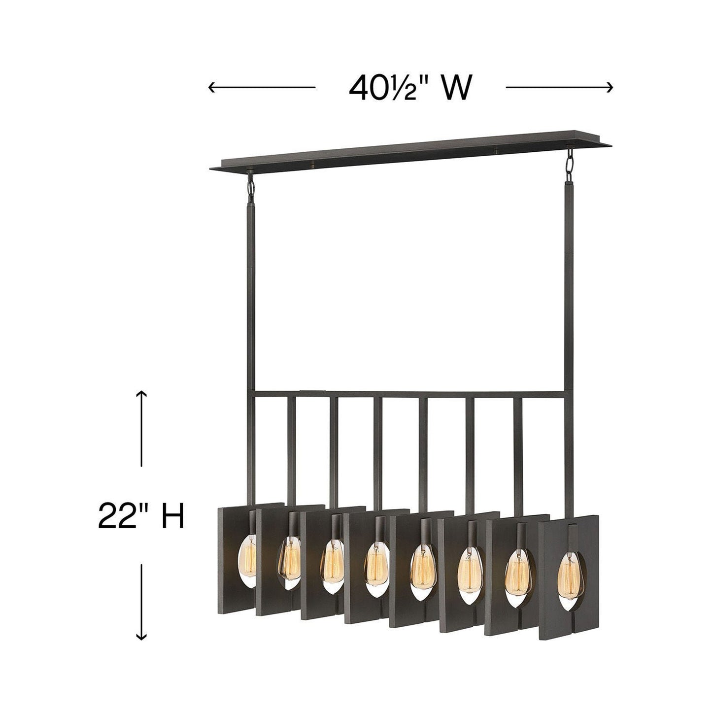 Ludlow Linear Pendant Light - line drawing.