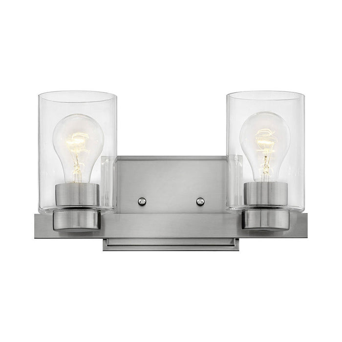 Miley Bath Vanity Light in Brushed Nickel with Clear glass/E26 Medium Base (2-Light).