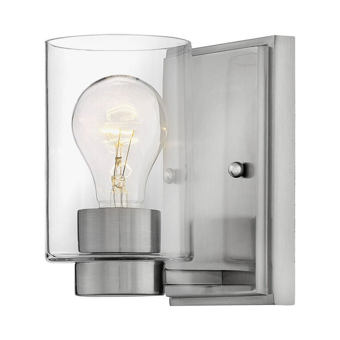 Miley Bath Wall Light in Brushed Nickel/Clear glass/E26 Medium Base.