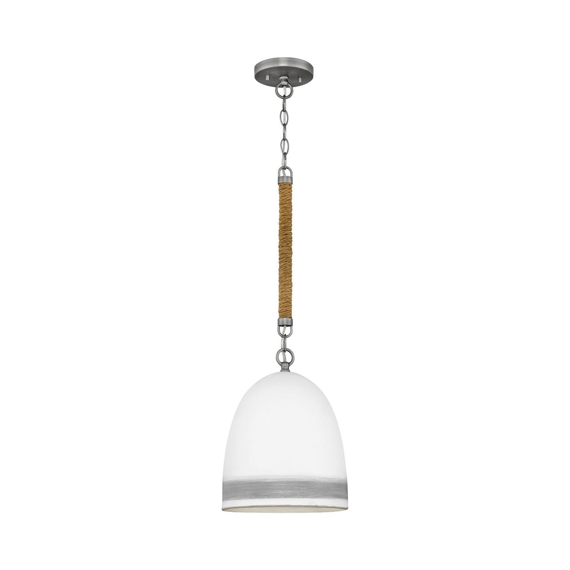 Nash Pendant Light in Antique Nickel/Grey Stripe.