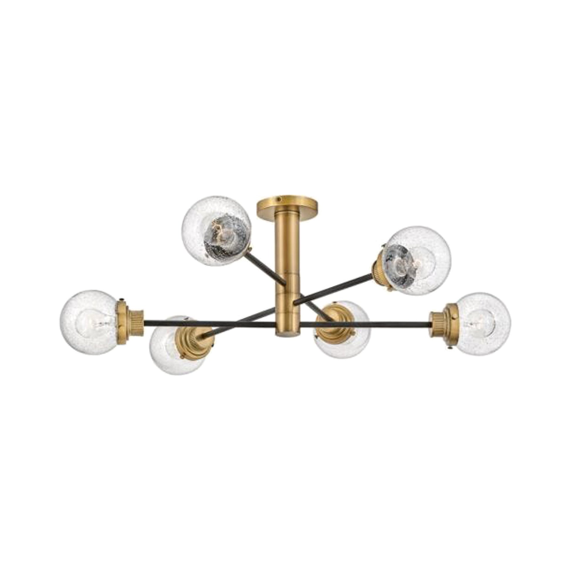 Poppy Semi-Flush Mount Ceiling Light in Heritage Brass (6-Light).