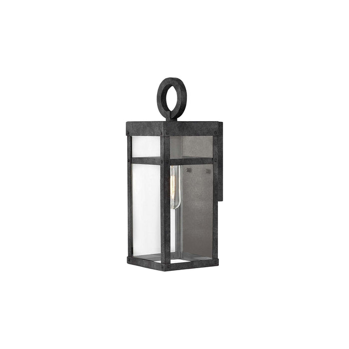 Porter Outdoor Wall Light in X-Small/Aged Zinc.