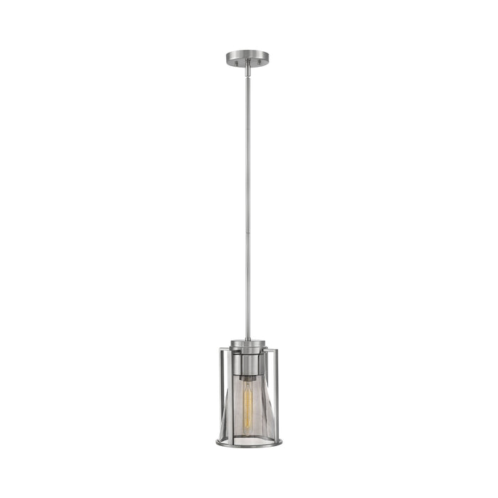 Refinery Pendant Light in Brushed Nickel/Smoked Glass.