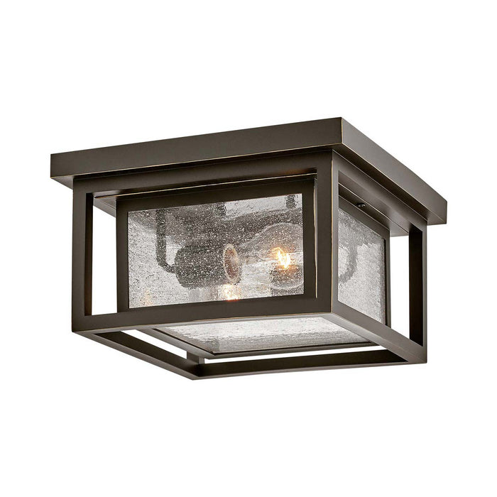 Republic Outdoor Flush Mount Ceiling Light in Oil Rubbed Bronze.
