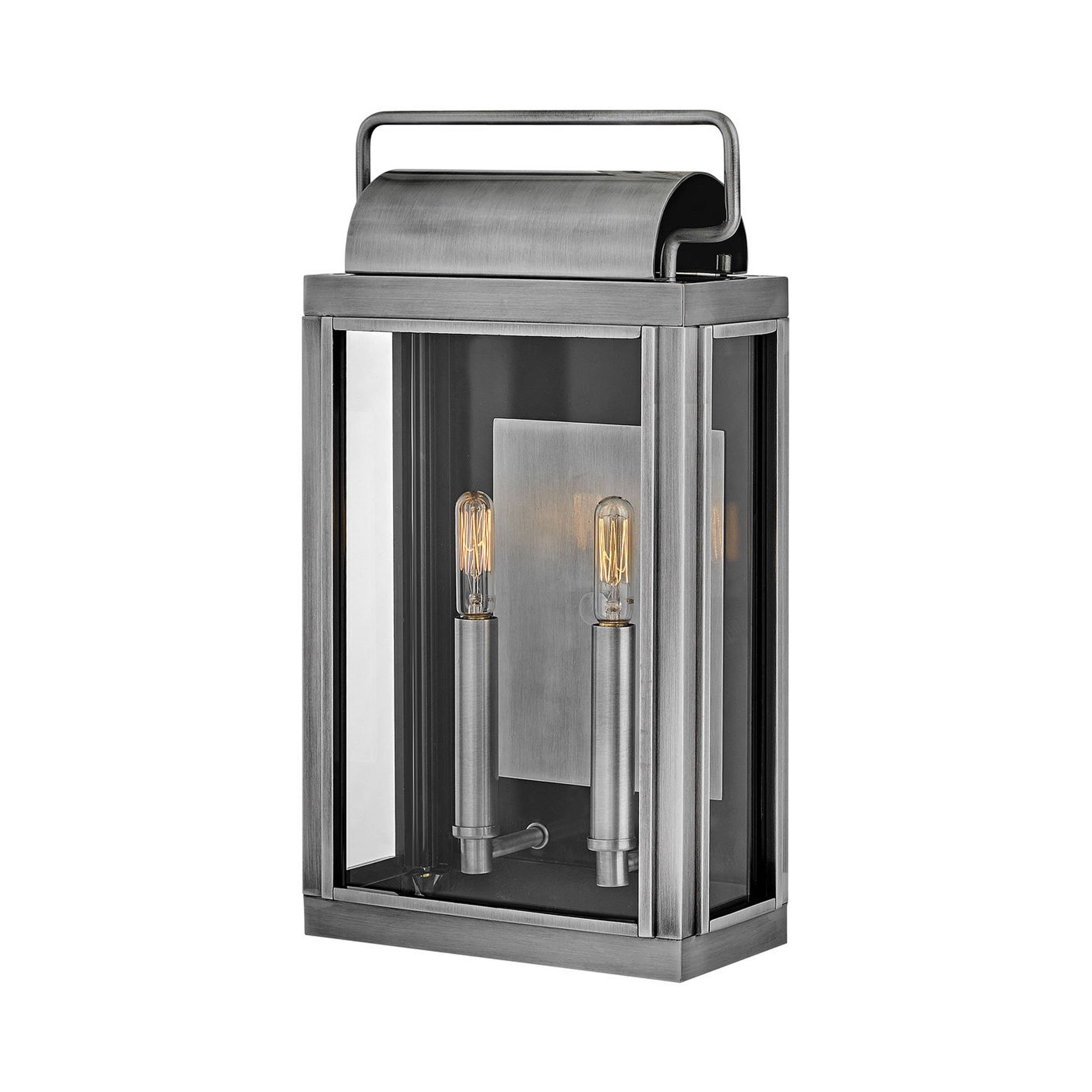 Sag Harbor Outdoor Wall Light in Medium/Antique Brushed Aluminum.