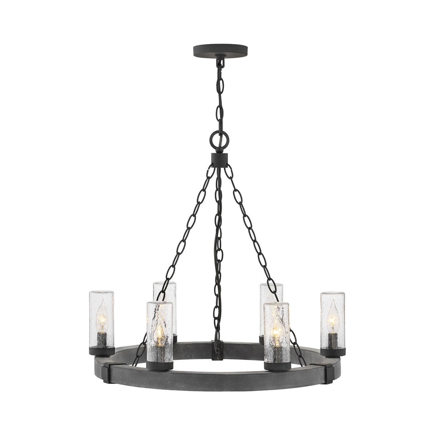 Sawyer Outdoor Chandelier in Aged Zinc (6-Light).