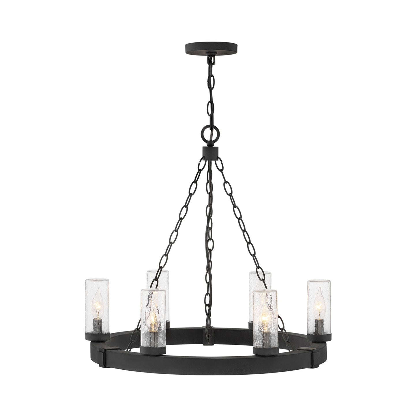 Sawyer Outdoor Chandelier in Black (6-Light).