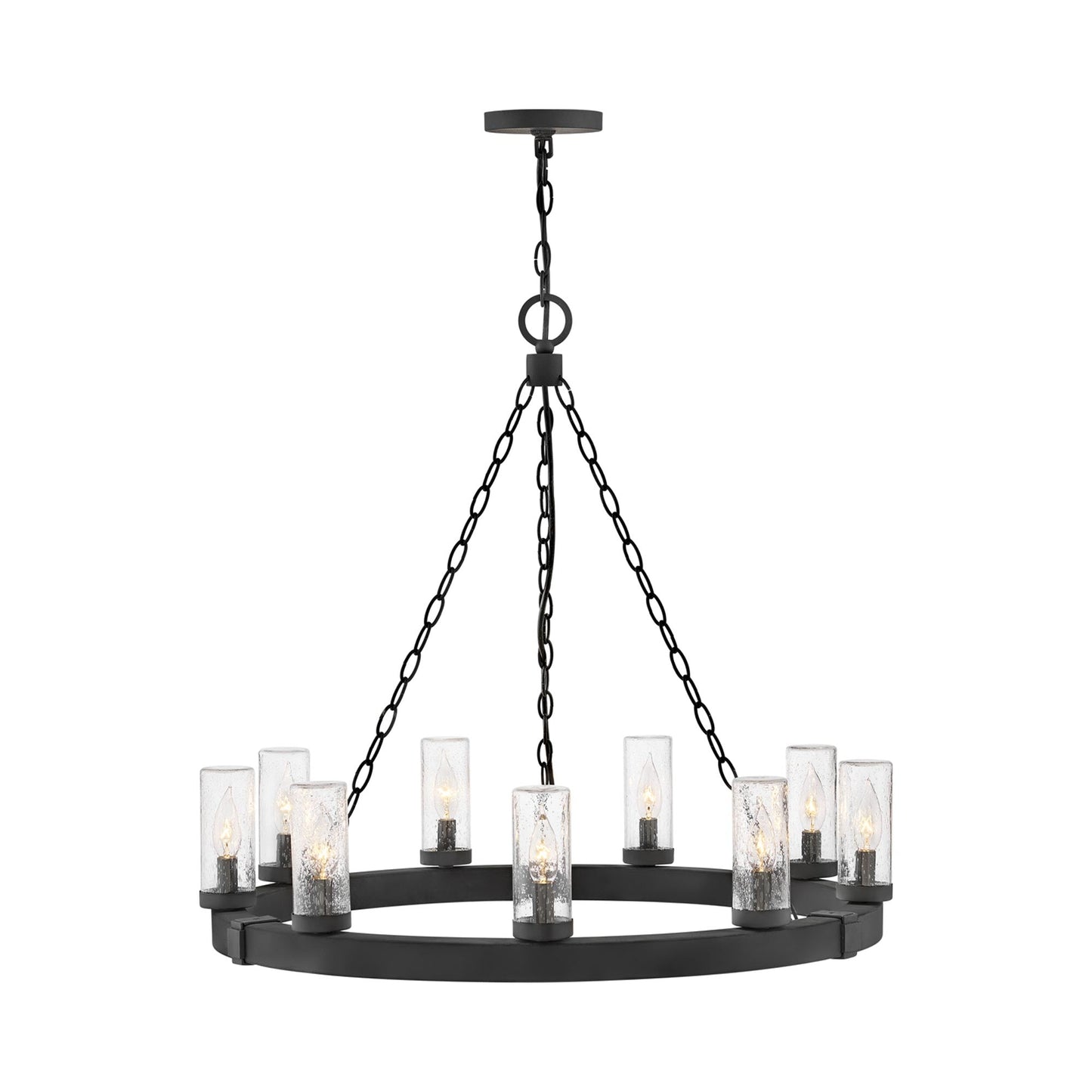 Sawyer Outdoor Chandelier in Black (9-Light).