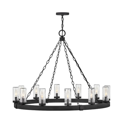 Sawyer Outdoor Chandelier in Black (12-Light).