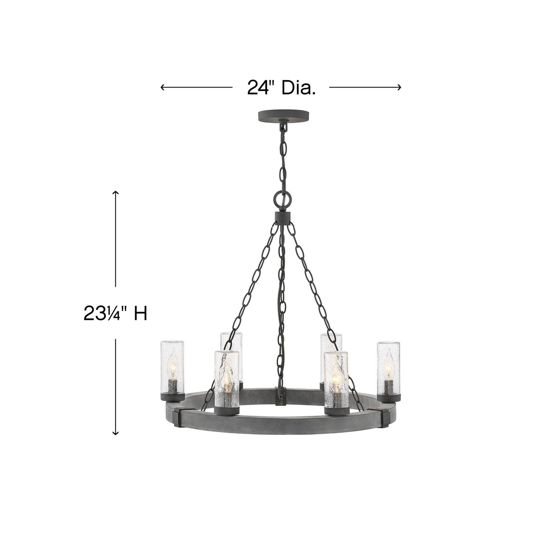 Sawyer Outdoor Chandelier - line drawing.