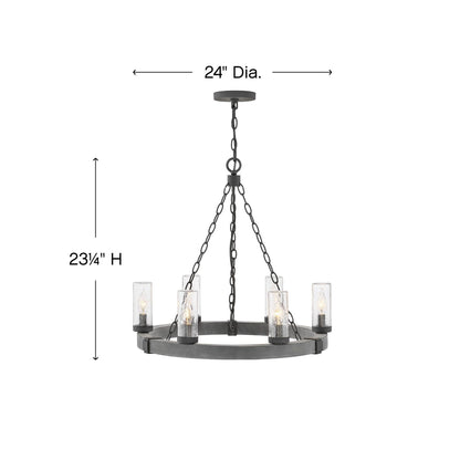 Sawyer Outdoor Chandelier - line drawing.