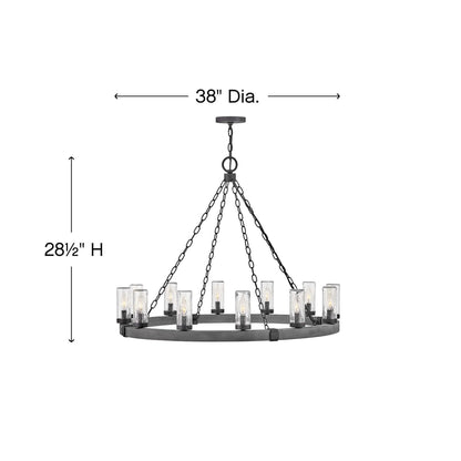 Sawyer Outdoor Chandelier - line drawing.