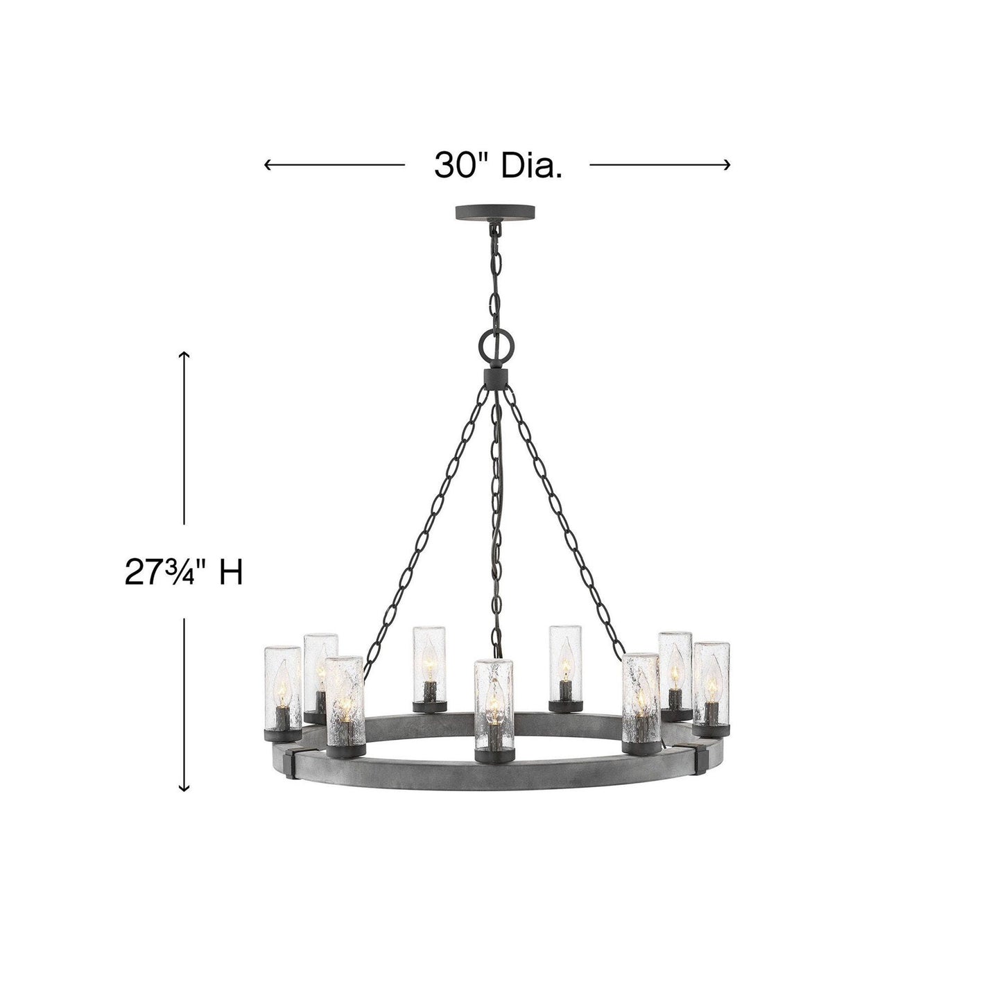 Sawyer Outdoor Chandelier - line drawing.