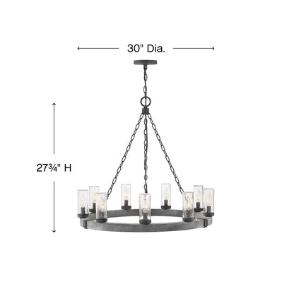 Sawyer Outdoor Chandelier - line drawing.