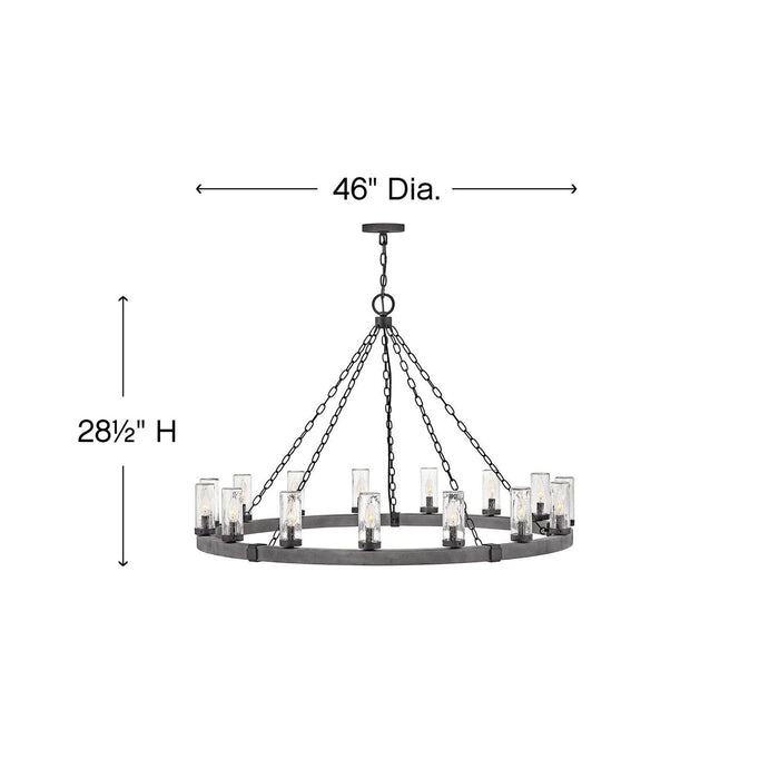Sawyer Outdoor Chandelier - line drawing.