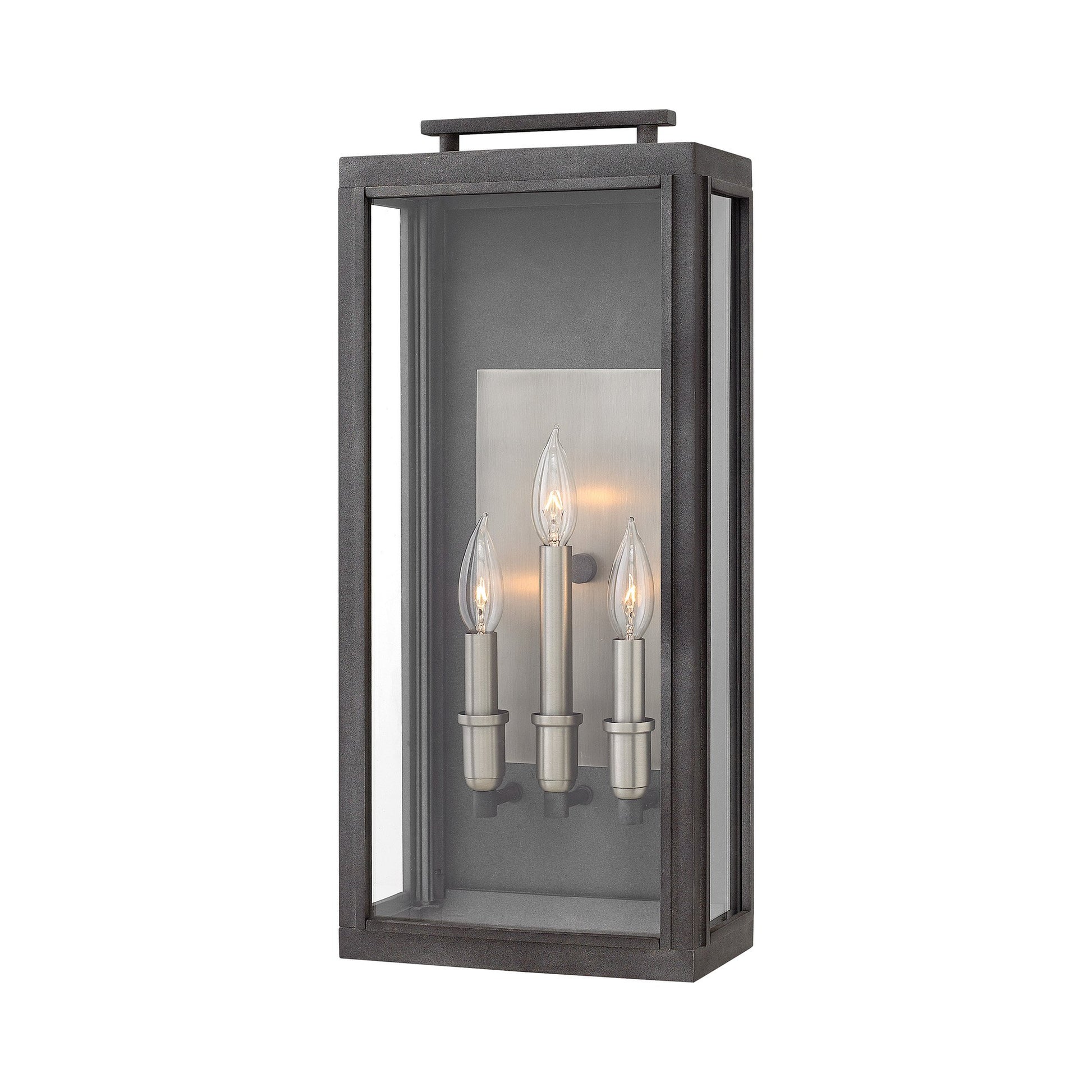 Sutcliffe Outdoor Wall Light in Aged Zinc (3-Light).