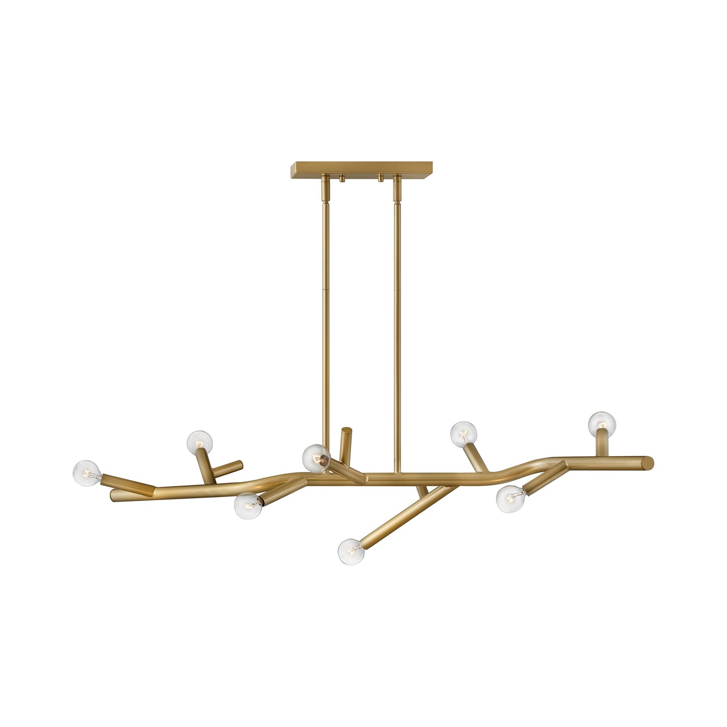 Twiggy Linear Pendant Light in Light Brass.