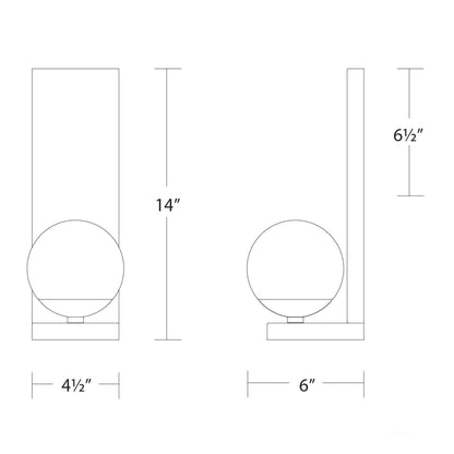 Hollywood LED Bath Wall Light - line drawing.