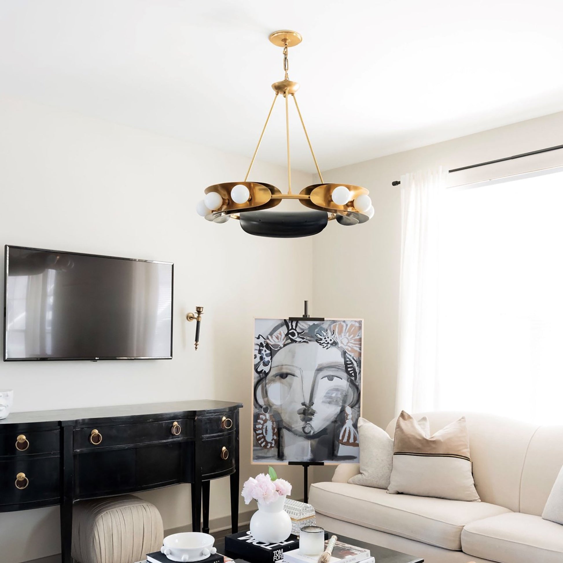 Hopper Chandelier in living room.