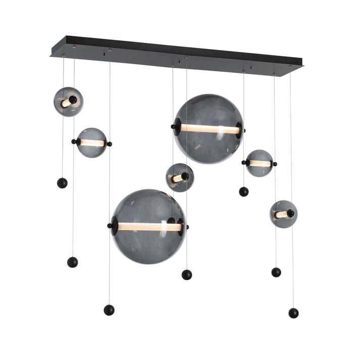 Abacus Double Linear LED Pendant Light in Black/Abacus Cool Grey Glass.
