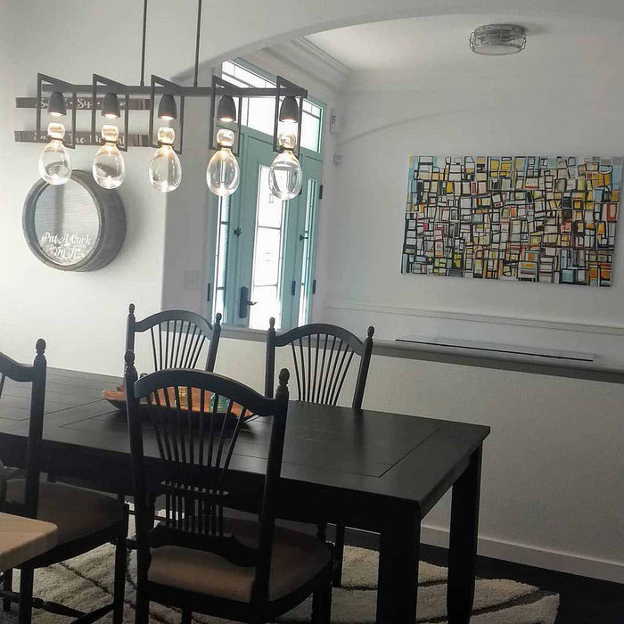 Apothecary Linear Pendant Light in dining room.