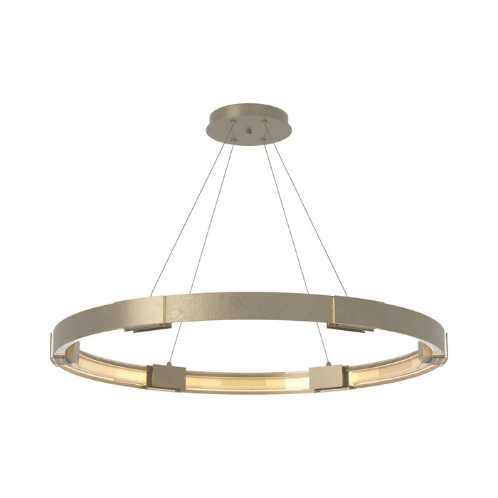 Aura LED Pendant Light in Soft Gold/Clear Glass.