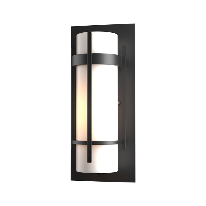 Banded Outdoor Wall Light in Small/Incandescent/Coastal Black/Opal Glass.