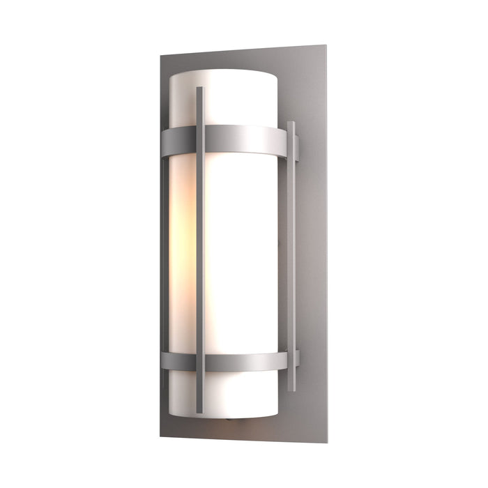 Banded Outdoor Wall Light in Extra Large/Incandescent/Coastal Burnished Steel/Opal and Seeded Glass.
