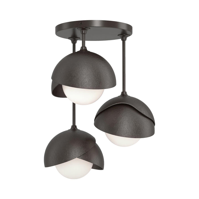 Brooklyn 3-Light Double Shade Semi Flush Mount Ceiling Light in Oil Rubbed Bronze/Oil Rubbed Bronze.
