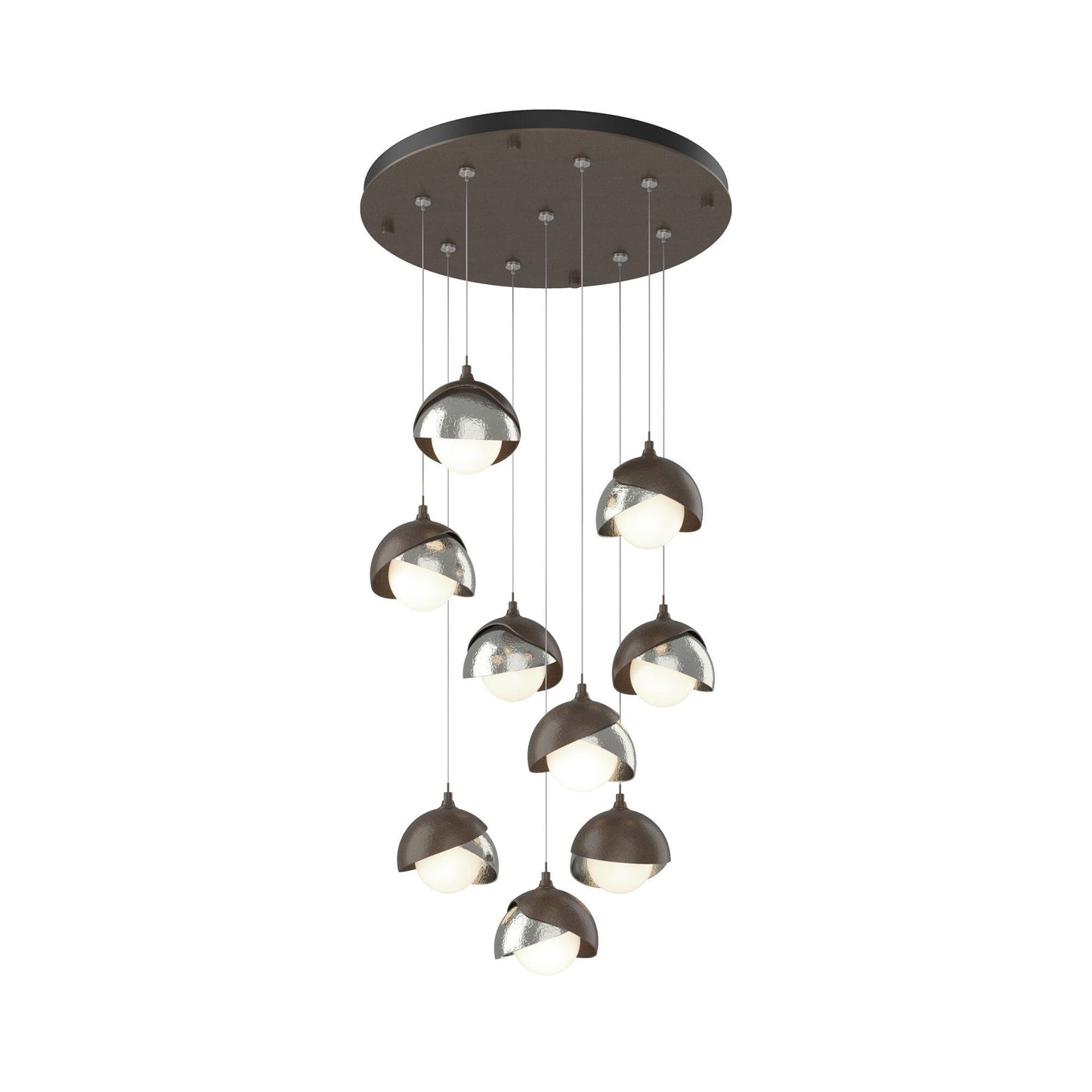 Brooklyn Standard Round Multi Light Pendant Light in Bronze/Sterling (Standard).