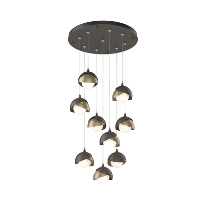 Brooklyn Standard Round Multi Light Pendant Light in Dark Smoke/Soft Gold (Standard).