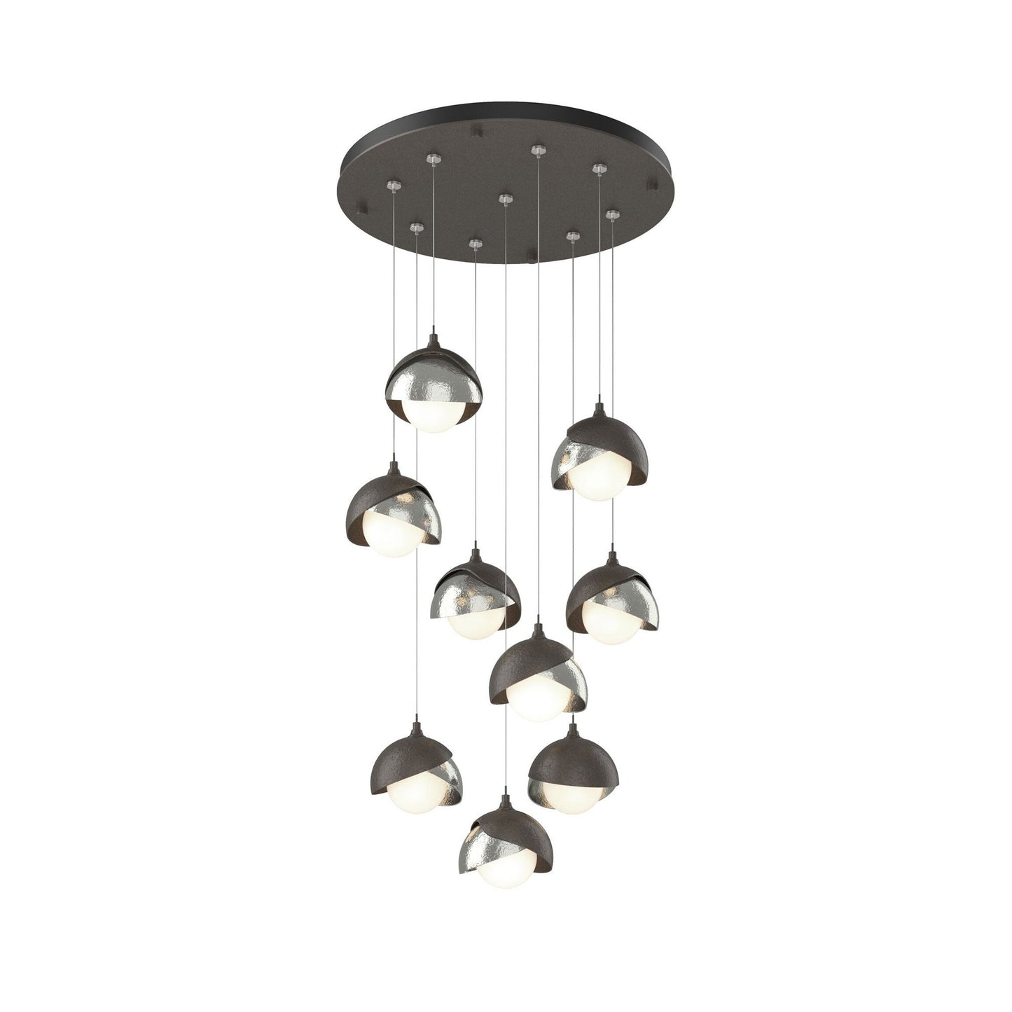 Brooklyn Standard Round Multi Light Pendant Light in Dark Smoke/Sterling (Standard).