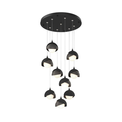 Brooklyn Standard Round Multi Light Pendant Light in Black/Natural Iron (Standard).