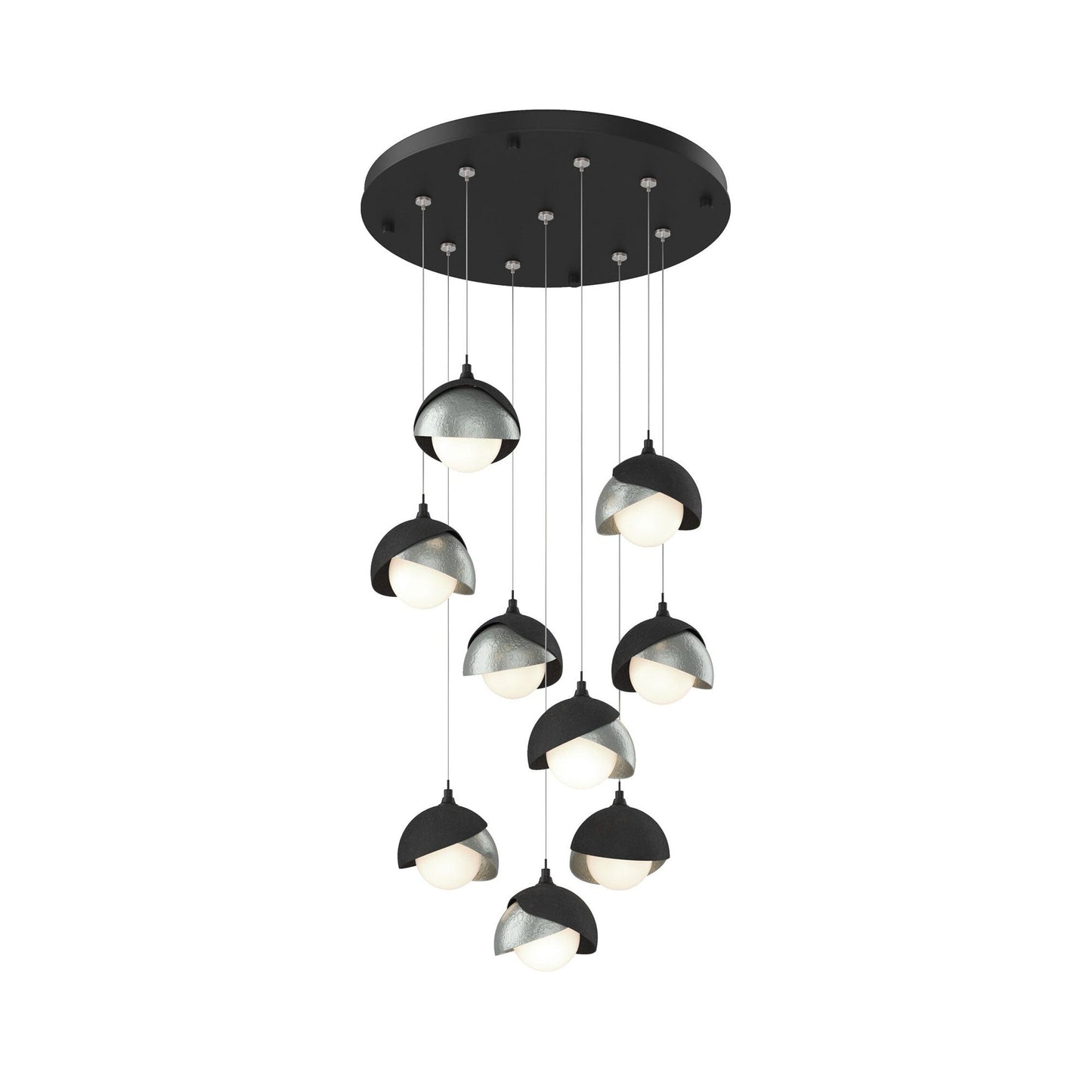 Brooklyn Standard Round Multi Light Pendant Light in Black/Vintage Platinum (Standard).