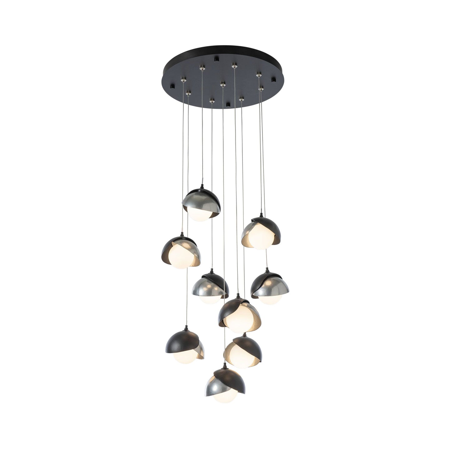 Brooklyn Standard Round Multi Light Pendant Light in Black/Sterling (Standard).