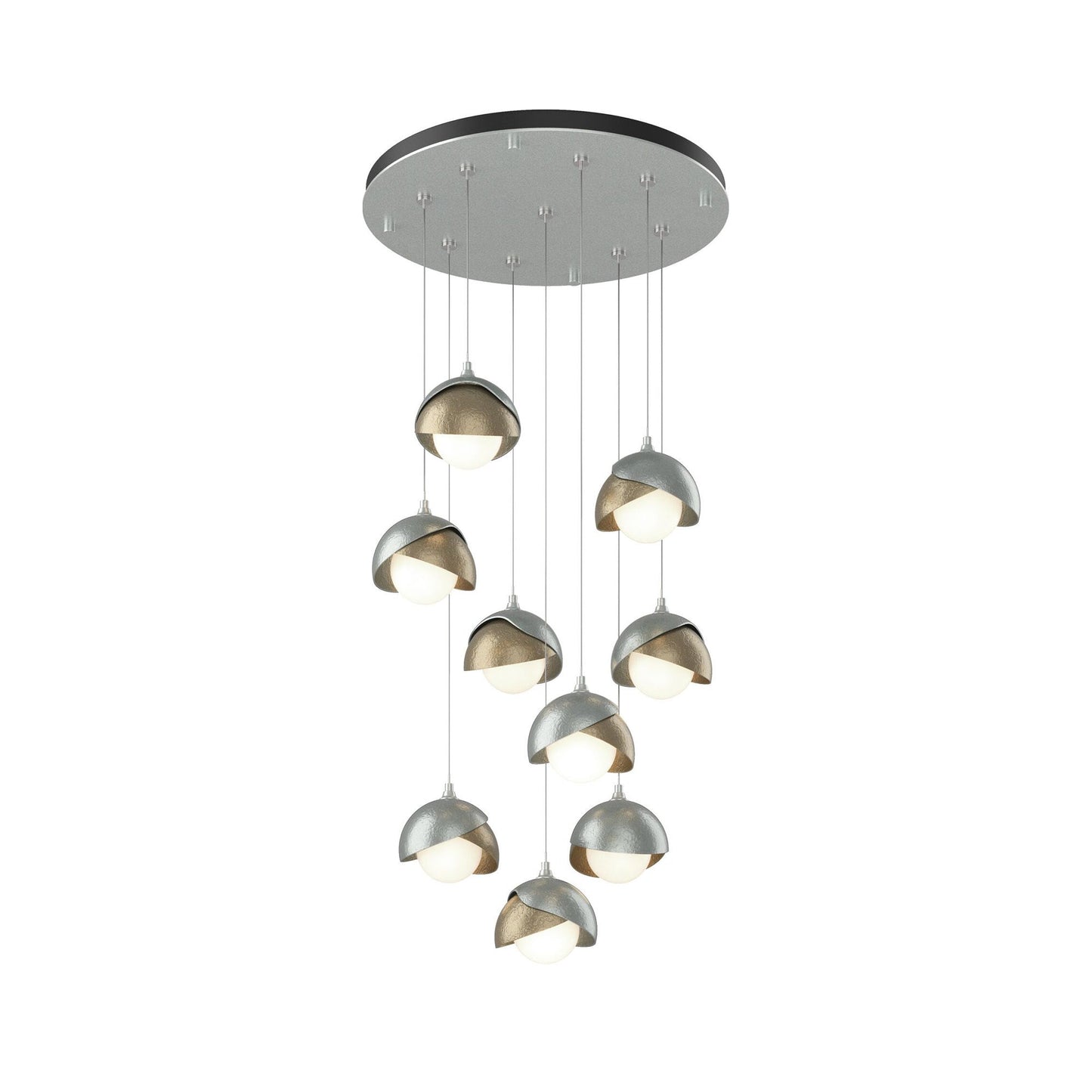Brooklyn Standard Round Multi Light Pendant Light in Vintage Platinum/Soft Gold (Standard).
