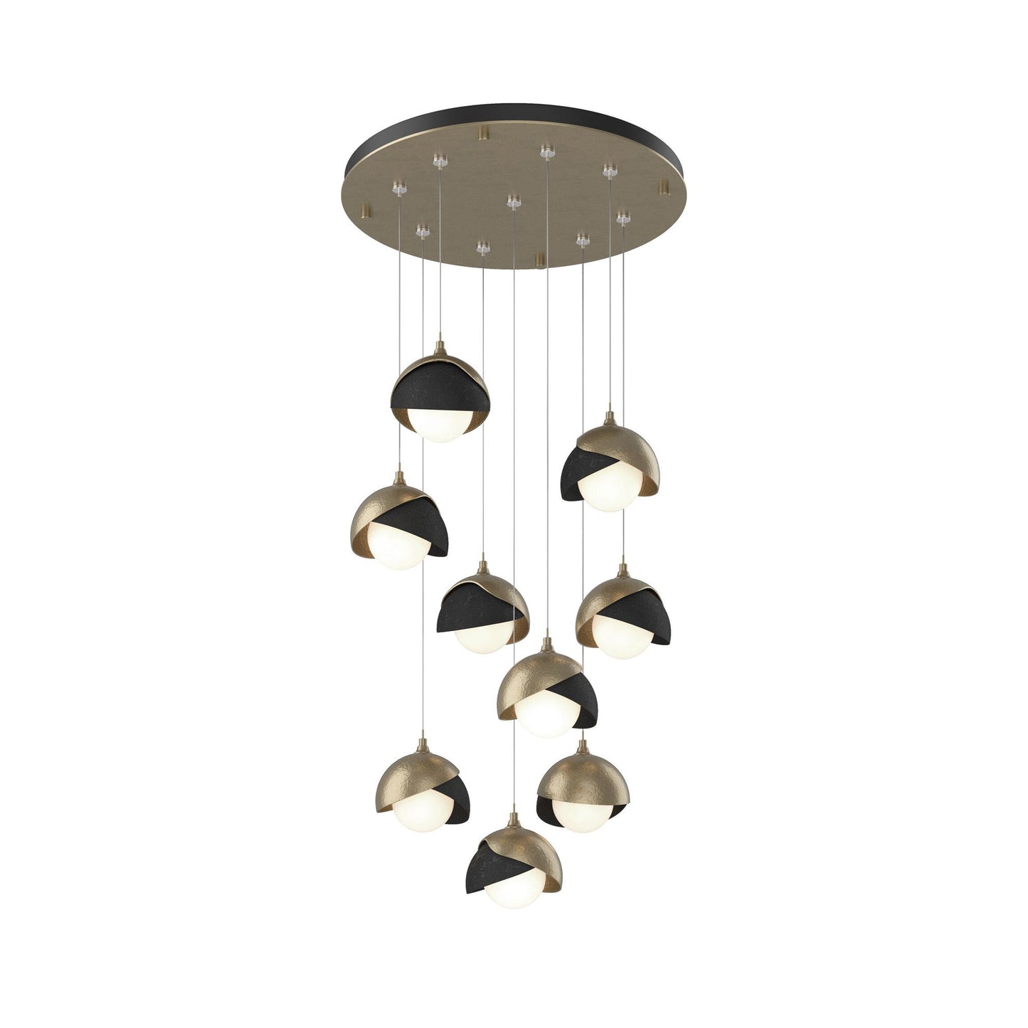 Brooklyn Standard Round Multi Light Pendant Light in Soft Gold/Black (Standard).