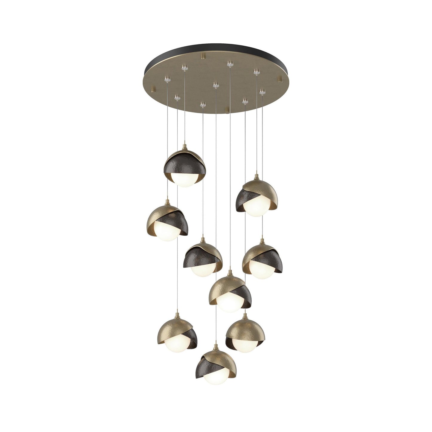 Brooklyn Standard Round Multi Light Pendant Light in Soft Gold/Oil Rubbed Bronze (Standard).