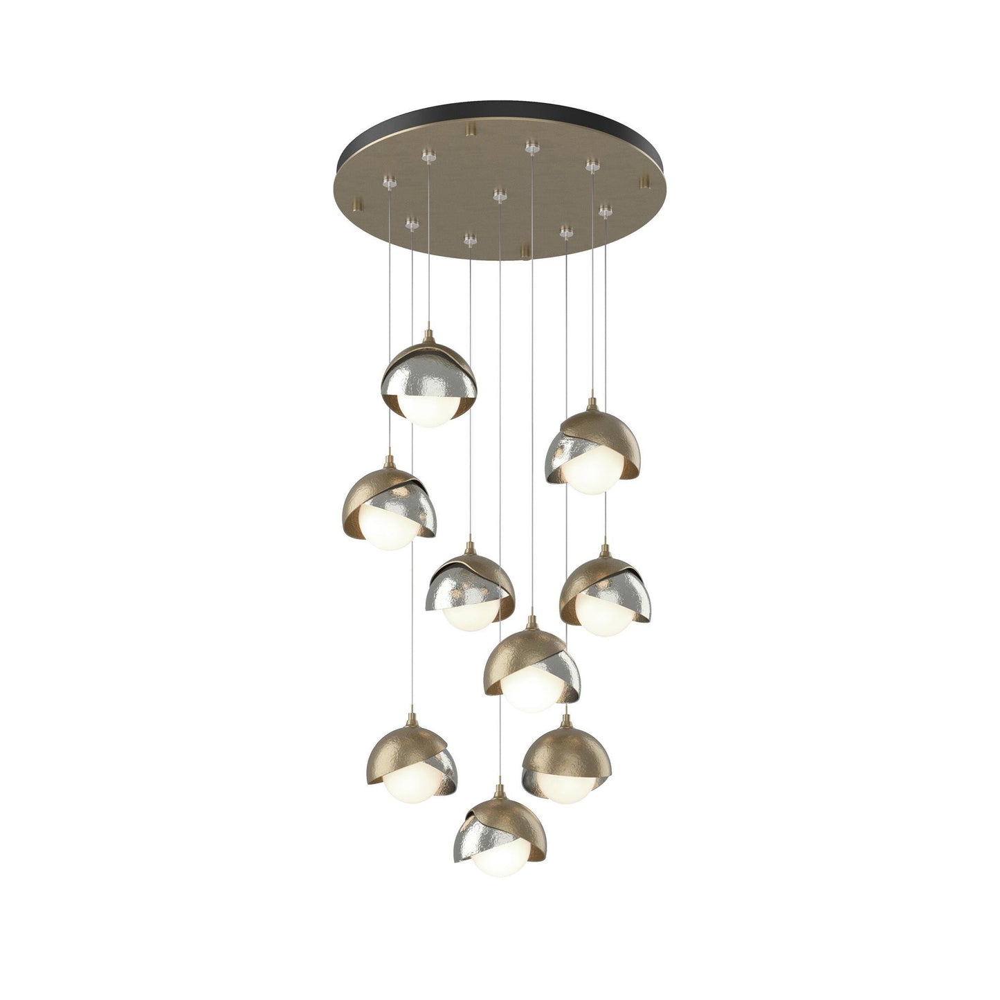 Brooklyn Standard Round Multi Light Pendant Light in Soft Gold/Sterling (Standard).