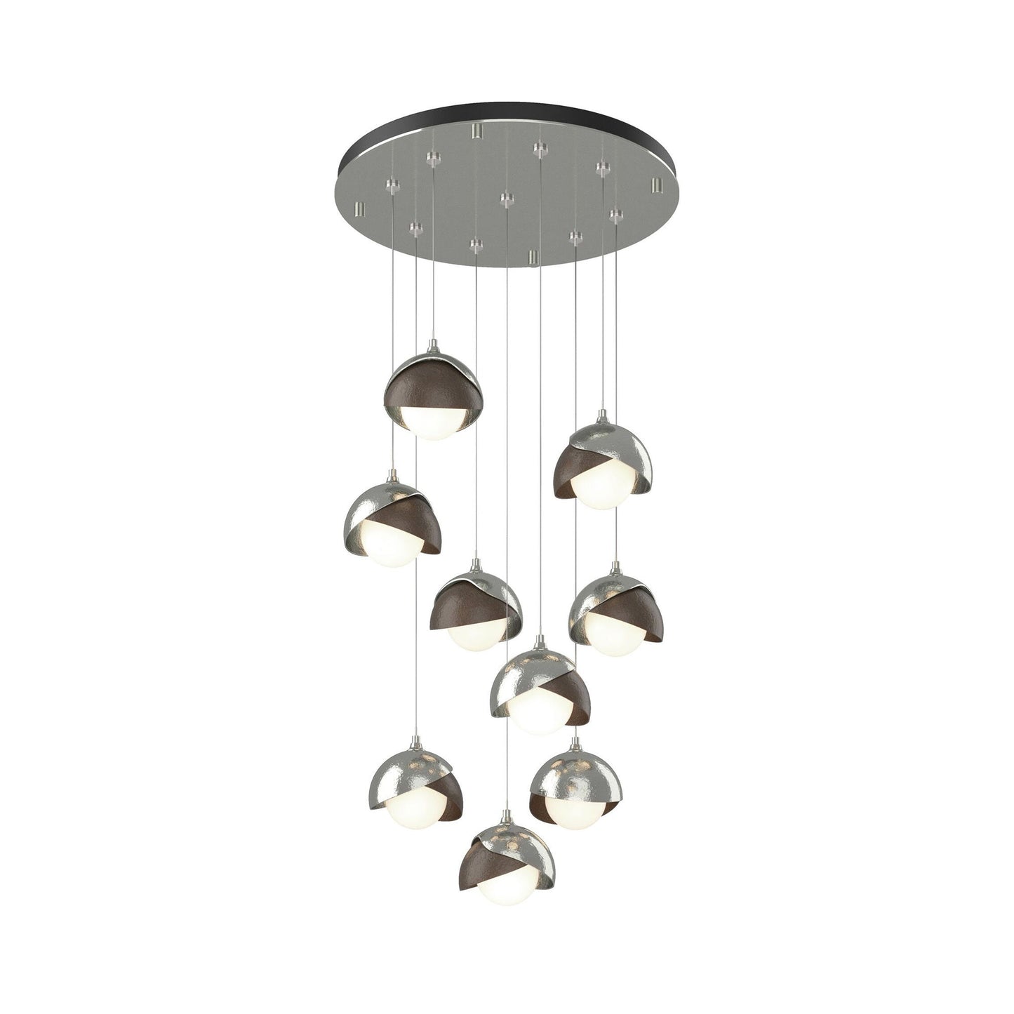 Brooklyn Standard Round Multi Light Pendant Light in Sterling/Bronze (Standard).
