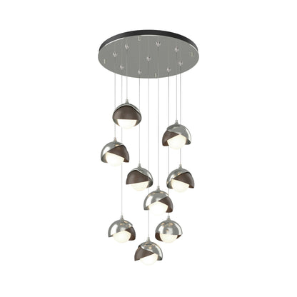 Brooklyn Standard Round Multi Light Pendant Light in Sterling/Bronze (Standard).