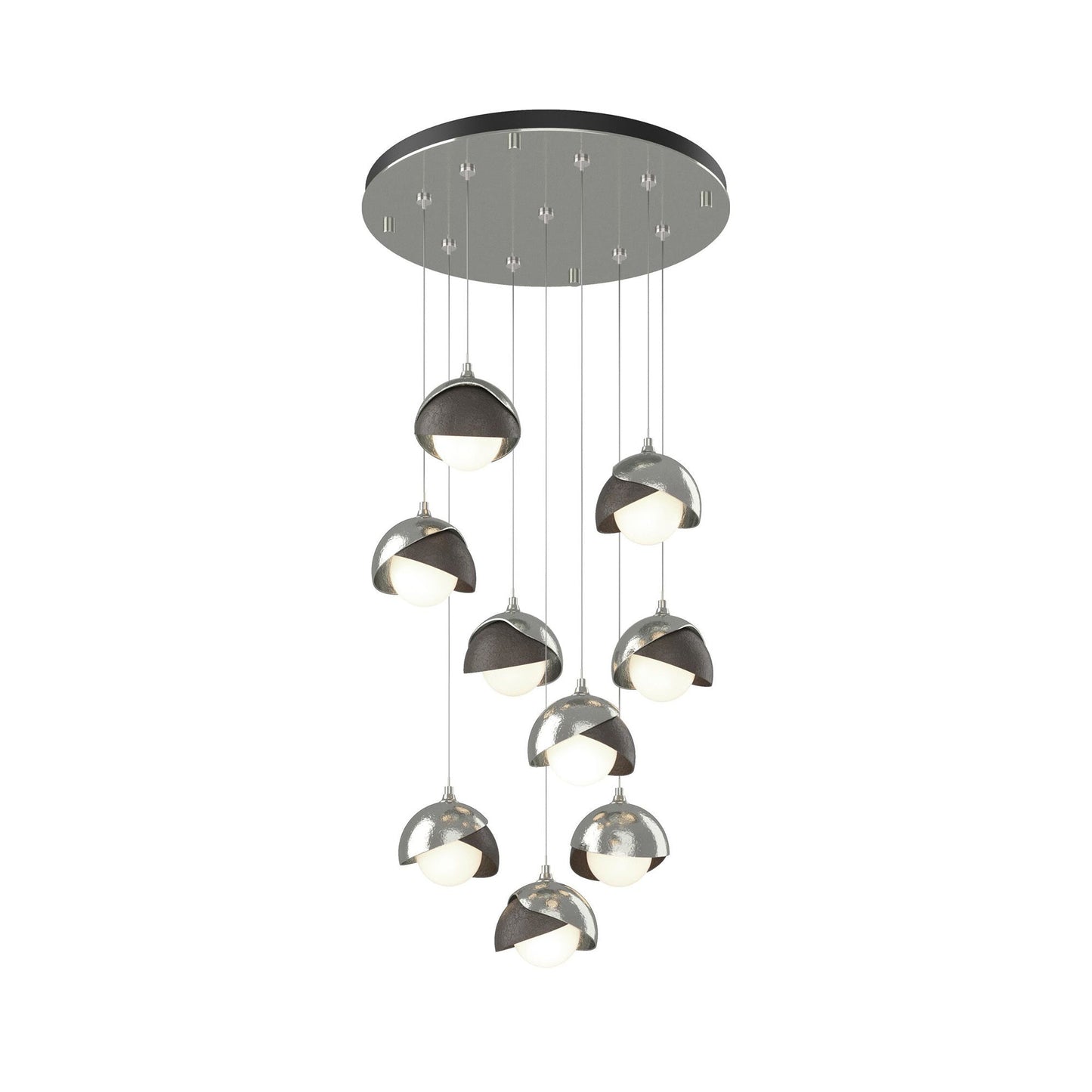 Brooklyn Standard Round Multi Light Pendant Light in Sterling/Dark Smoke (Standard).