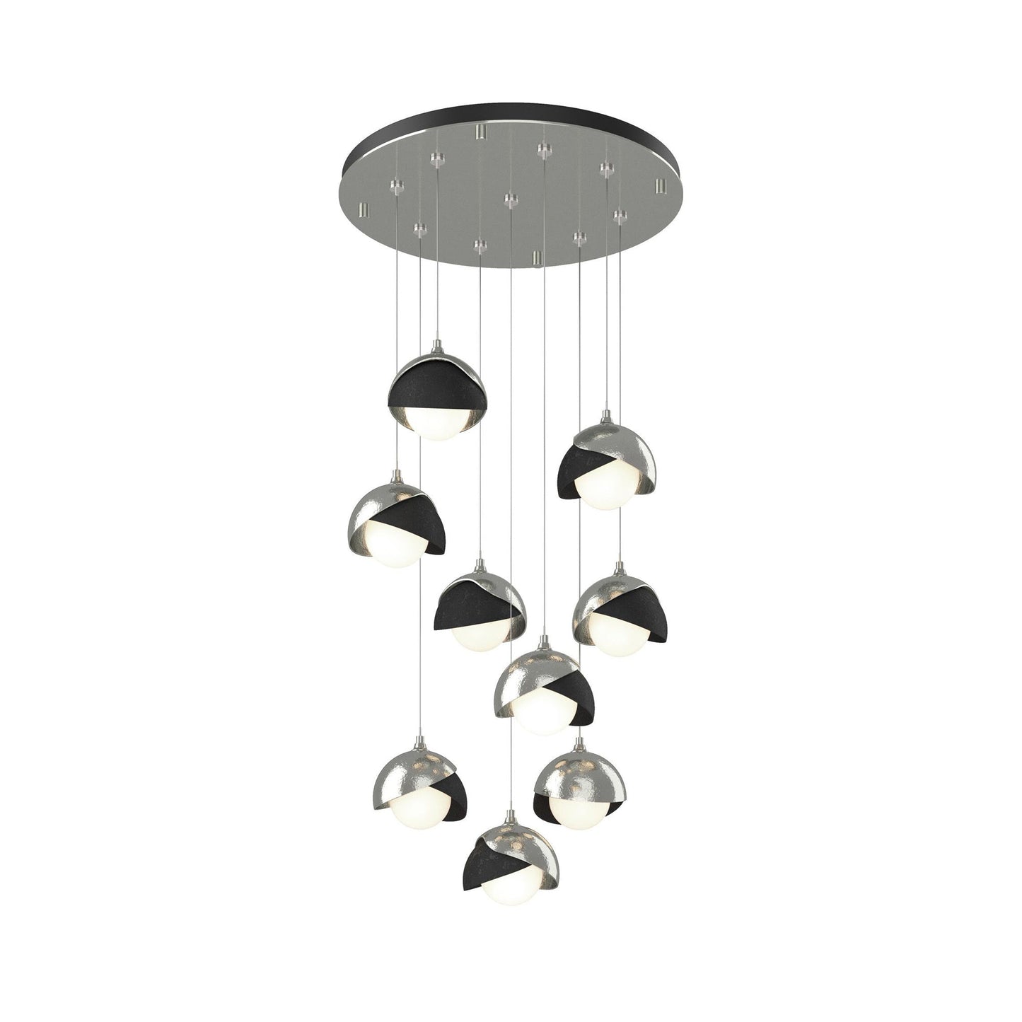 Brooklyn Standard Round Multi Light Pendant Light in Sterling/Black (Standard).