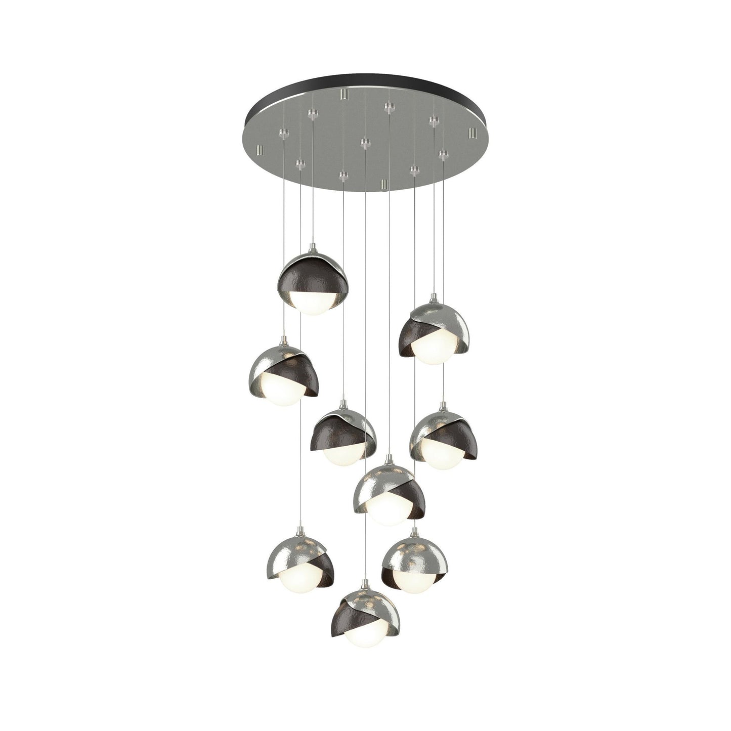 Brooklyn Standard Round Multi Light Pendant Light in Sterling/Oil Rubbed Bronze (Standard).