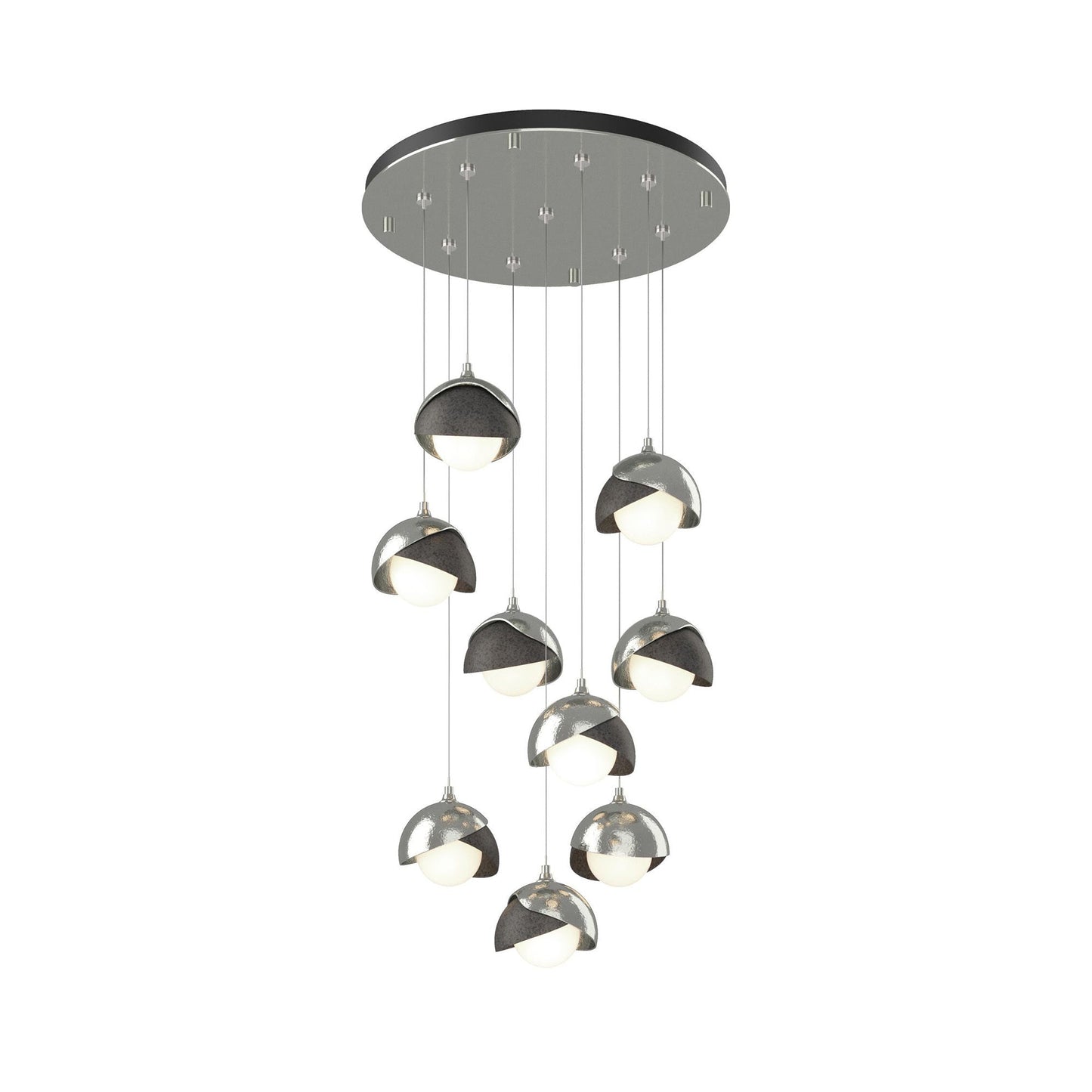 Brooklyn Standard Round Multi Light Pendant Light in Sterling/Natural Iron (Standard).