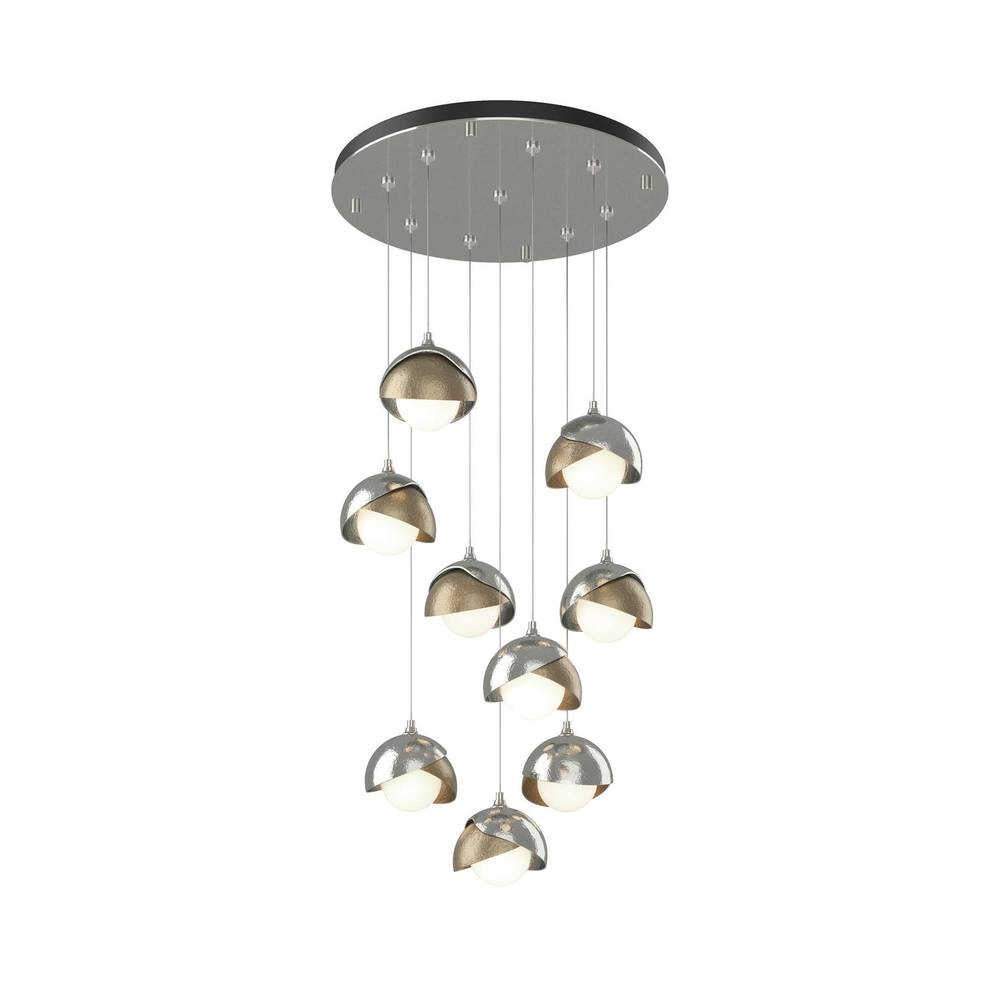 Brooklyn Standard Round Multi Light Pendant Light in Sterling/Soft Gold (Standard).